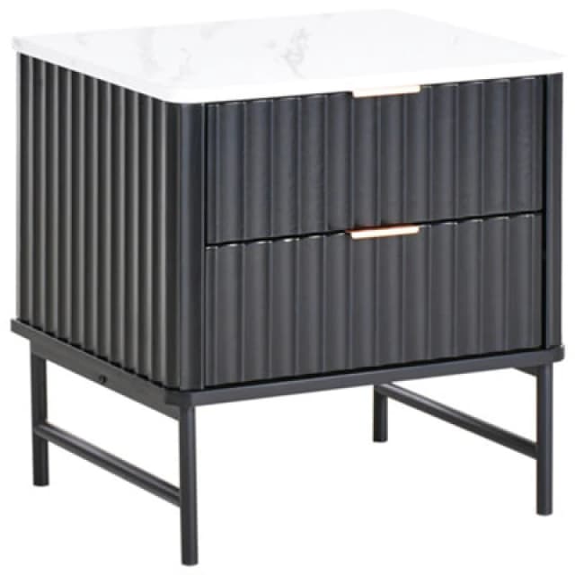 Beliani 2 Drawer Bedside Table Glastonbury Marble/ Black