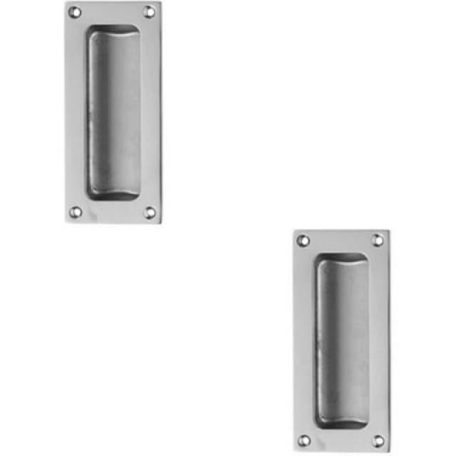 Loops 2x Recessed Sliding Door Flush Pull 102 x 45 10.5mm Depth Polished Chrome Multi unisex