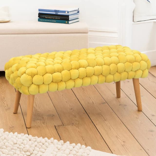 Artemis Home Cushla Bubbly Velvet Large Footstool in Yellow Yellow Unisex