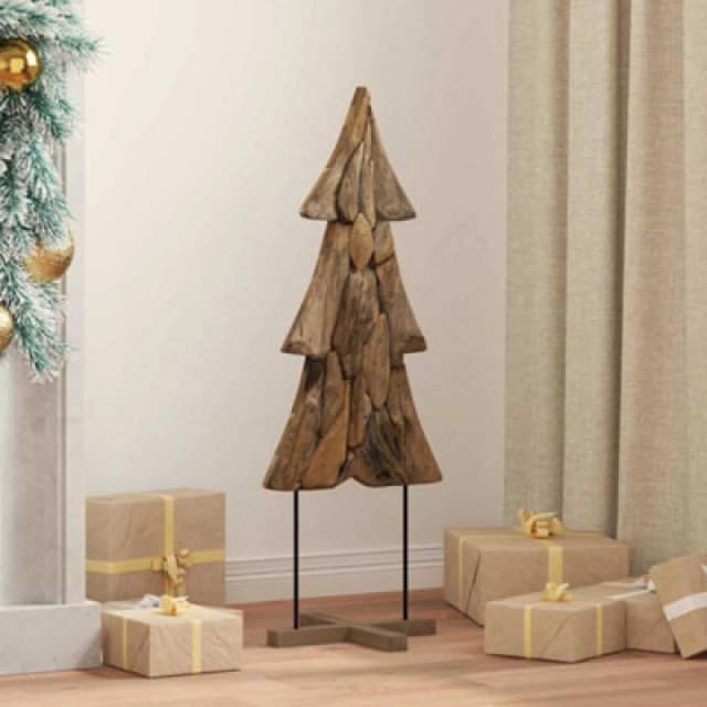 vidaXL Christmas Tree with Stand Brown 90 x 32cm Solid teak wood, Brown 42017930