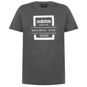 adidas Label Linear Mens T-Shirt - Grey