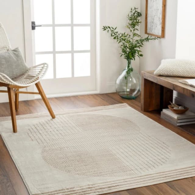Livabliss Scandi Geometric Light Brown Enso2 Area Rug 160 X 215cm - Easy Care, Non Shedding, Ideal For Living Room & Bedroom