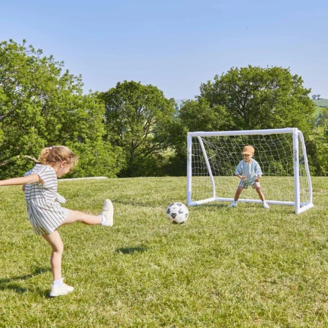 OutdoorToys Portable PVC Locking Football Goal with Nylon Net - 6ft x 4ft in White White Unisex