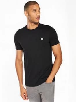 Fred Perry Ringer T-Shirt, Black Size M Men