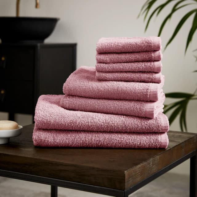 Catherine Lansfield 'Quick Dry Cotton' 8 Piece Towel Set Pink