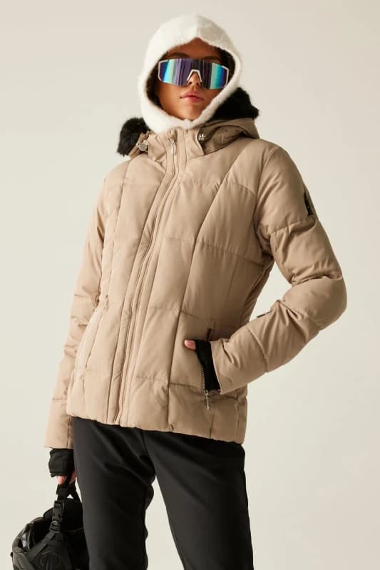 Dare 2b Womens Glamourize Waterproof Insulated Padded Ski Jacket in Beige Size: 10 Beige Female 10