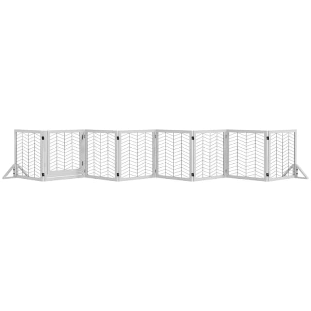 PawHut 8 Panels Freestanding Dog Barrier for S/M Dogs White D06-195V00WT
