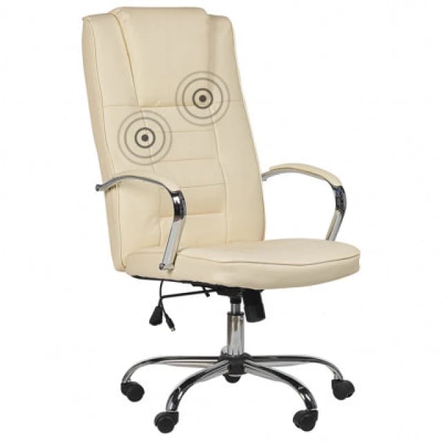 Beliani Massage Chair With Heating Grandeur Faux Leather Beige