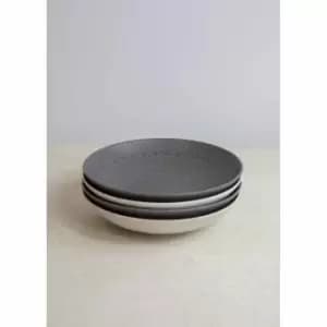 Kitchencraft Set Of 4 Pasta Bowls In Gift Box, Lead-free Glazed Stoneware - Embossed Grey