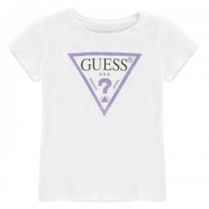 Guess Logo T Shirt - White/Pink TWHT