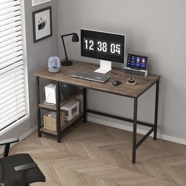 MCC DIRECT Computer Desk with 2 Shelves on Left or Right for Office Home Study Writing 120cm distressed grey - Mcc Direct CD2126