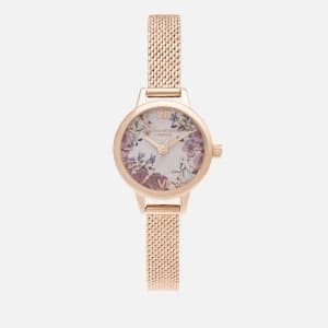 Olivia Burton Womens British Blooms Mini Dial Bracelet Watch - Rose Gold