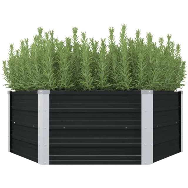 vidaXL Raised Garden Bed Anthracite 129x129x45cm Galvanised Steel Planter Pot