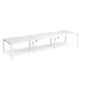 Dams Adapt triple back to back desks 4200mm x 1200mm - white frame, white top