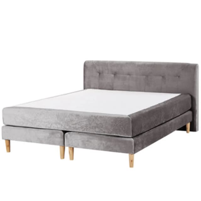 Beliani Divan Bed Velvet Marquise 160 X 200 Cm (Eu King Size) Grey