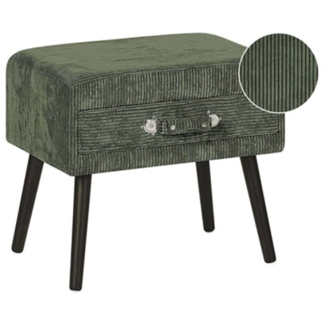 Beliani 1 Drawer Bedside Table Eurostar Corduroy Dark Green
