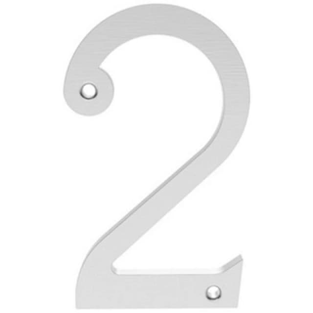 Loops Satin Chrome Door Number 2 - 75mm Height 4mm Depth House Numeral Plaque Multi