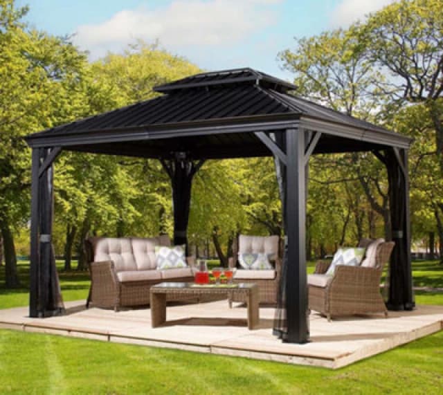 12' x 10' Trimetals Sojag Messina Anthracite Garden Gazebo (3.63m x 2.98m)