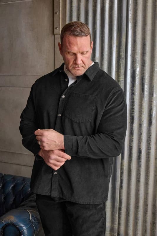 BadRhino Mens Corduroy Overshirt in Black Size: 7-8XL Black Male 7-8XL