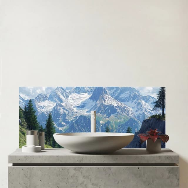 Warren Reed - Designer Scenic Swiss Alps Glass Bathroom Splashback Multicolor Unisex