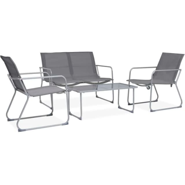 VIDAXL 4 Piece Garden Lounge Set Fabric & Steel Grey Vidaxl 8718475621485