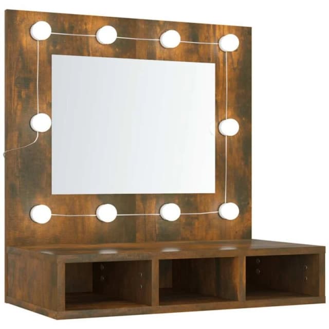 vidaXL Mirror Cabinet with LED Smoked Oak 60x31.5x62 cm, Brown 820454