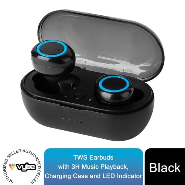 Vybe Vybe TWS Earbuds - 3H Music Playback, LED Indicator - Black