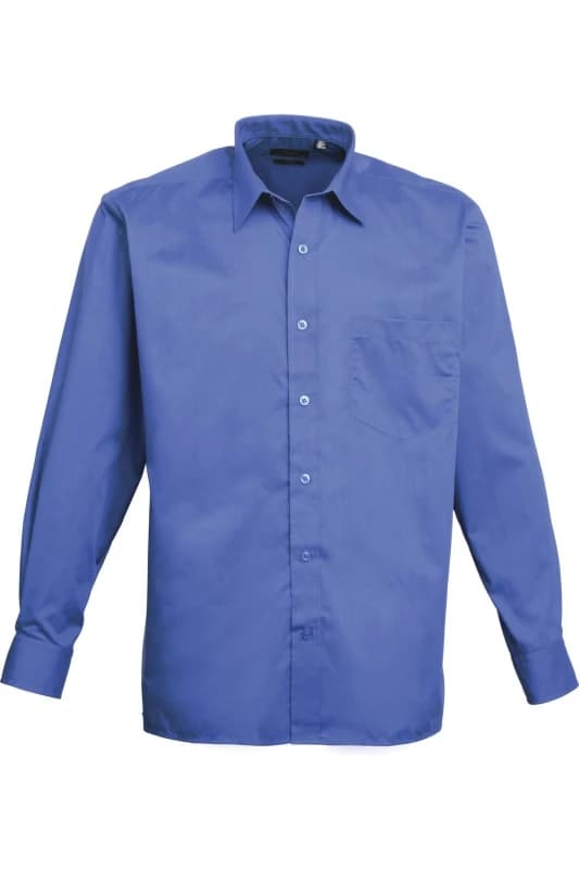 Premier Premier Men Poplin Long-Sleeved Formal Shirt in Royal Royal One Size Male 5055805361349