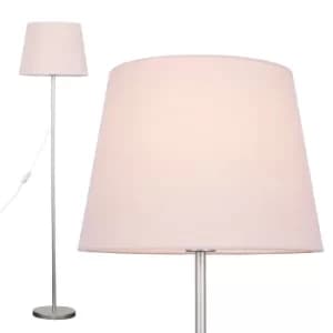 Charlie Brushed Chrome Floor Lamp with Dusty Pink Aspen Shade