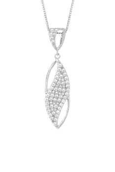 Navette Pendant with Pave CZ Wave