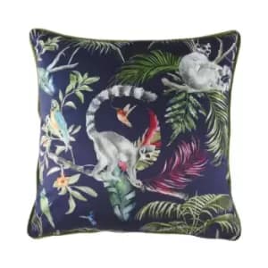 Jungle Lemur Cushion Blue / 43 x 43cm / Polyester Filled