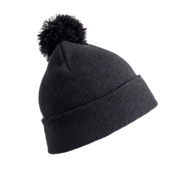 Result Pom Pom Beanie in Black Unisex One Size