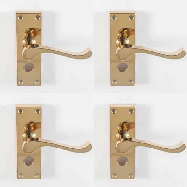Loops 4x PAIR Victorian Scroll Handle on Bathroom Backplate 120 x 41mm Polished Brass Metallics