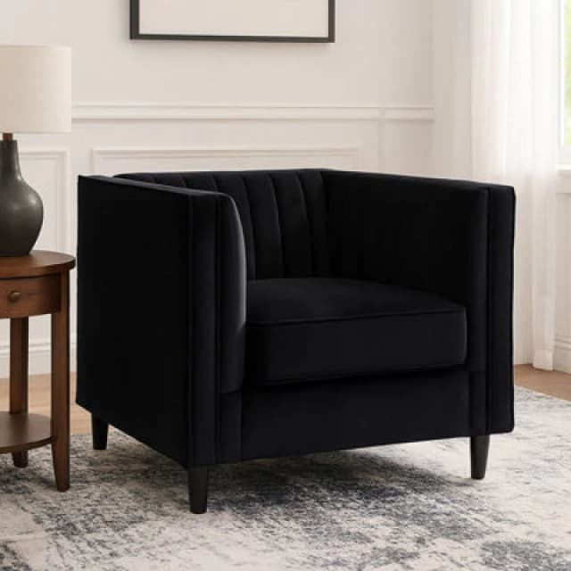 Premier Housewares Interiors by Premier Farah Velvet Chair Black