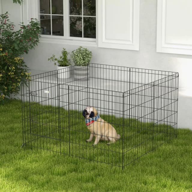PawHut 8 Panel diy Dog Pen with Door for Indoor/Outdoor Use 76L x 61Wcm - Pawhut 5056725532888
