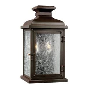 2 Light Outdoor Small Wall Lantern Light Dark Copper IP44, E14