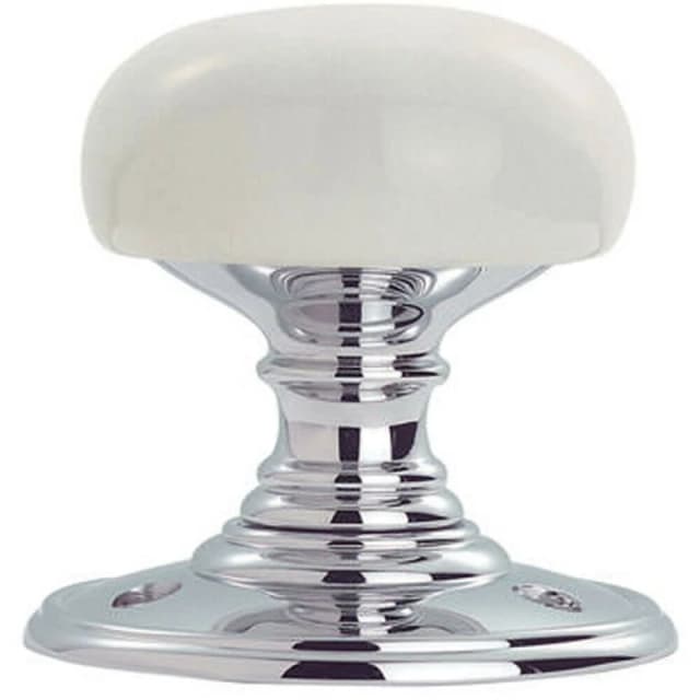 Loops Half Porcelain Mushroom Door Knob - White Porceilain & Polished Chrome White unisex