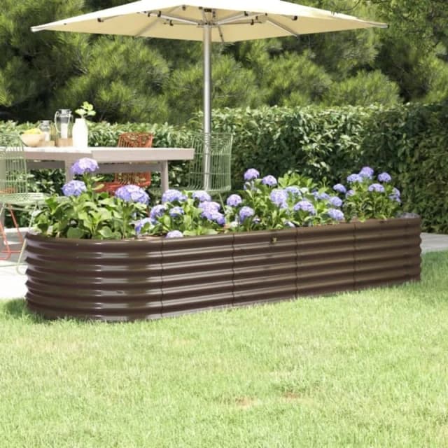 vidaXL Garden Raised Bed Powder-coated Steel 224x80x36cm Brown, Brown 318920