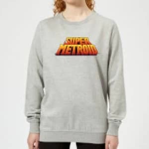 Nintendo Super Metroid Retro Logo Colour Womens Sweatshirt - Grey - L