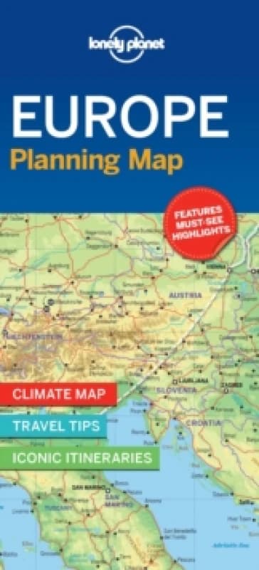 Lonely Planet Europe Planning Map : Easy-Fold, Full Colour Travel Map with Top Attractions, Itineraries & Themed Lists Handy Slipcase for European A