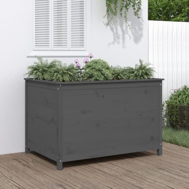 vidaXL Garden Raised Bed Grey 119.5x82.5x78cm Solid Pine, Grey 825312