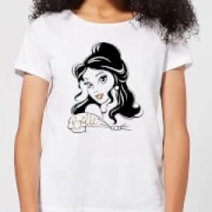 Disney Beauty And The Beast Princess Belle Sparkle Womens T-Shirt - White