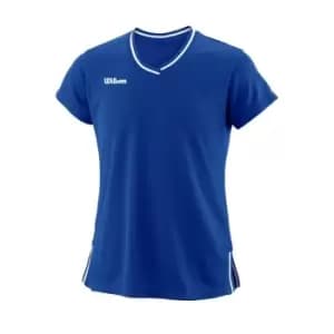Wilson Team V Neck T Shirt Junior Girls - Blue