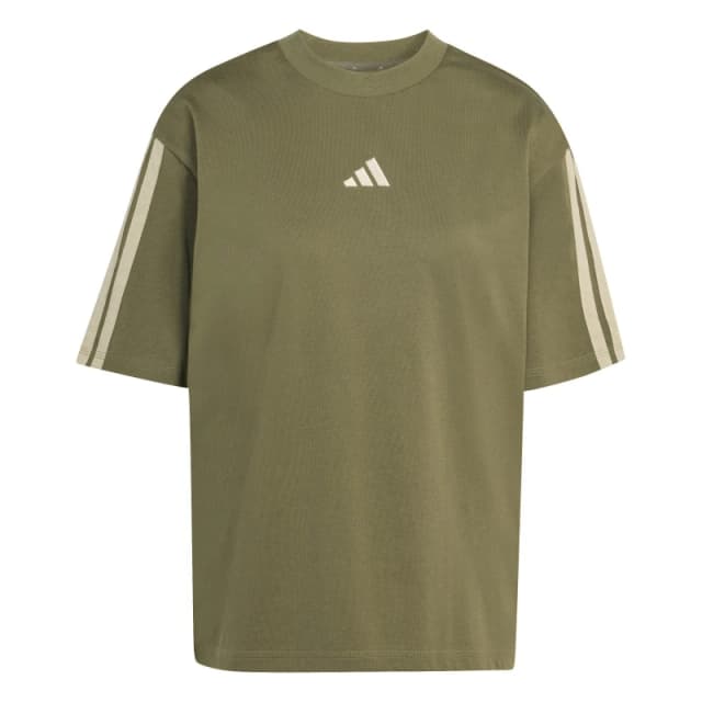 adidas Essentials 3 Stripe T-Shirt Womens Strata/Cargo female XS (4-6)