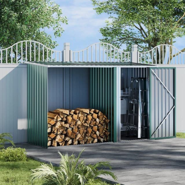 Breeins Outdoor 8x3fts Firwood Log Shed Green Green L