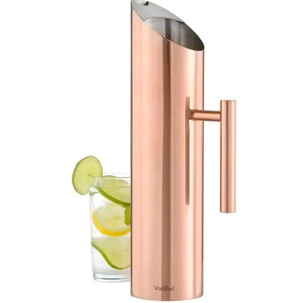 VonShef 1.7L Stainless Steel Water Pitcher - Brown One Size