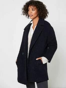 Mint Velvet Double Breasted Textured Coat - Navy