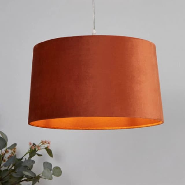 Lighting Collection Terra Glow Warm Terracotta Fabric Drum Pendant Light Shade