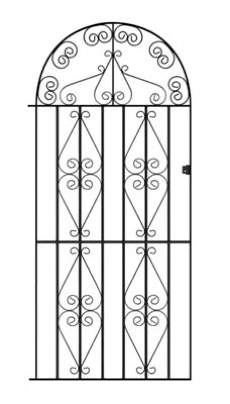 Burbage Iron Craft Stira Metal Tall Bow Top Gate 914mm Gap X 1830mm High St42Zp