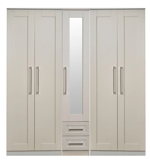 Ripon Tall 5 Door 2 Drawer 1 Mirror Wardrobe In Kashmir Ash (Ready Assembled)
